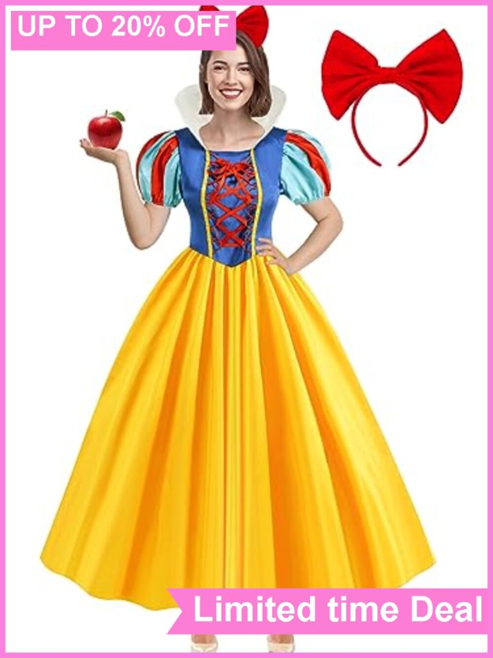 Princess Costume for Women Adult Dress with Headband Halloween Cosplay